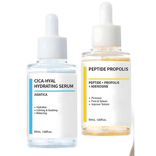 2-teiliges Feuchtigkeits- und Faltenerneuerungsserum, Peptid-Propolis-Komplex, Anti-Aging-Gesichtsserum, spendet tiefe Feuchtigkeit und steigert die Hautelastizität, geeignet für alle Hauttypen