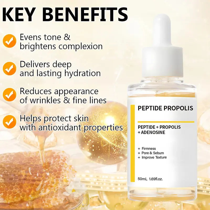 2-teiliges Feuchtigkeits- und Faltenerneuerungsserum, Peptid-Propolis-Komplex, Anti-Aging-Gesichtsserum, spendet tiefe Feuchtigkeit und steigert die Hautelastizität, geeignet für alle Hauttypen