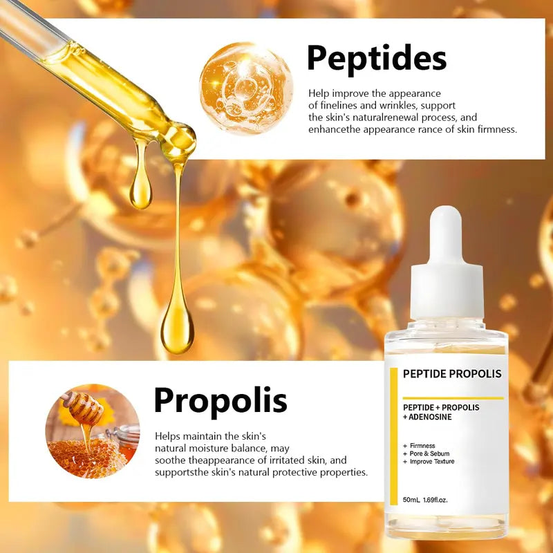 2-teiliges Feuchtigkeits- und Faltenerneuerungsserum, Peptid-Propolis-Komplex, Anti-Aging-Gesichtsserum, spendet tiefe Feuchtigkeit und steigert die Hautelastizität, geeignet für alle Hauttypen
