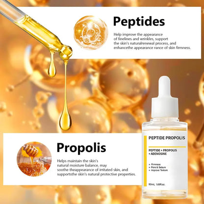 2-teiliges Feuchtigkeits- und Faltenerneuerungsserum, Peptid-Propolis-Komplex, Anti-Aging-Gesichtsserum, spendet tiefe Feuchtigkeit und steigert die Hautelastizität, geeignet für alle Hauttypen